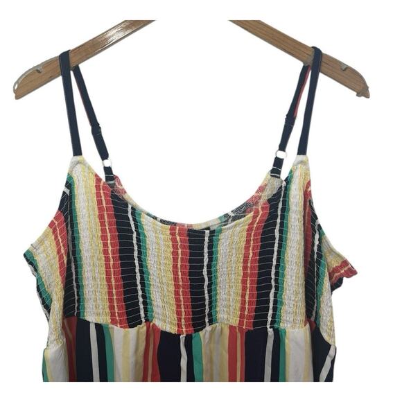 Torrid Cami Top 2 2X Striped 18/20 Smocked Sleeveless Babydoll Y2K Multicolor - Picture 2 of 8